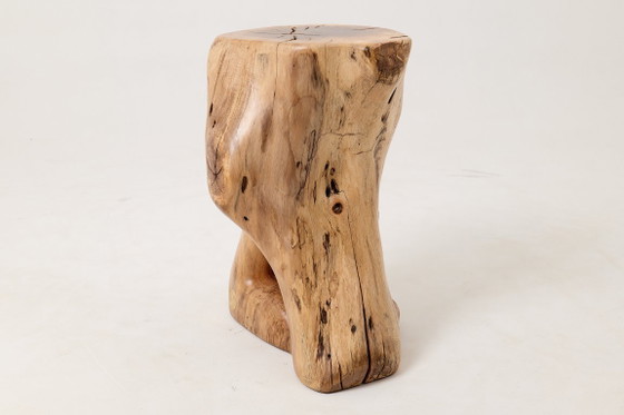Image 1 of Sculptural Stool/Side Table, Walnut, Carved, Unique, Logniture