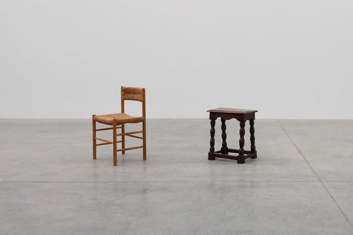 19th Century oak rectangular joint stool or table with turned legs, France ca. 1820