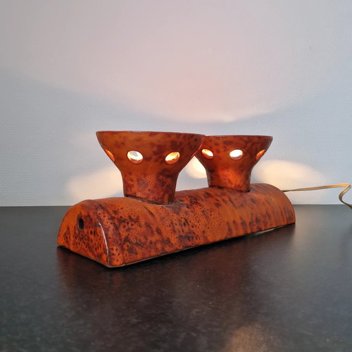 Vintage Ceramic Wall Lamp Brutalist Fatlava Spaceage
