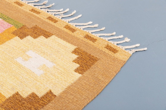 Image 1 of Vintage platgeweven tapijt uit de Doris Leslie Blau collectie van Ingegerd Silow, Zweden.