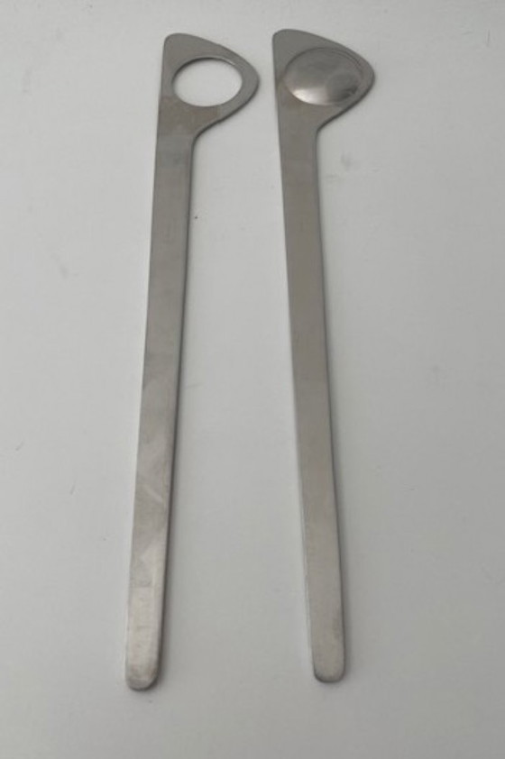 Image 1 of Stelton Denmark Arne Jacobsen stijlvol salade bestek 1972