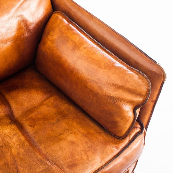 Fauteuil club vintage Roche Bobois. Cuir de buffle camel. France, années 1980 – Leather (photo 9 of 18)