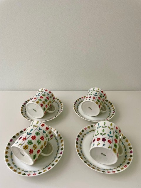 Image 1 of 4 tazze e piattini Rosenthal d'epoca | Design Hans-Theo Baumann & Emilio Pucci