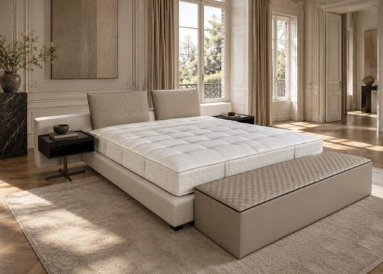 Minotti Yang Letto Materasso 180x200 + Lati + Pouf in Pelle – Letti matrimoniali, Legno (photo 8 of 10)