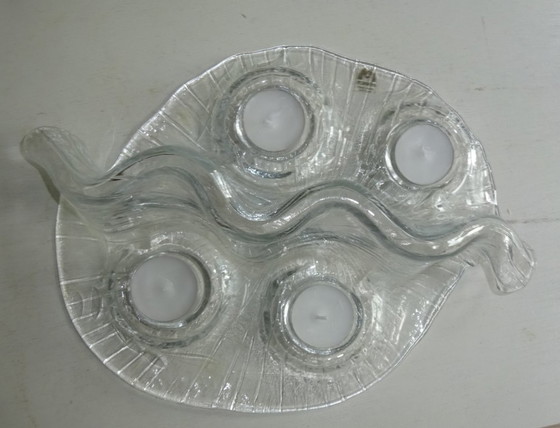 Vintage Muurla Finland Niagara waterfall tealight holder, Glass art, Glass, White (photo 5 of 5)