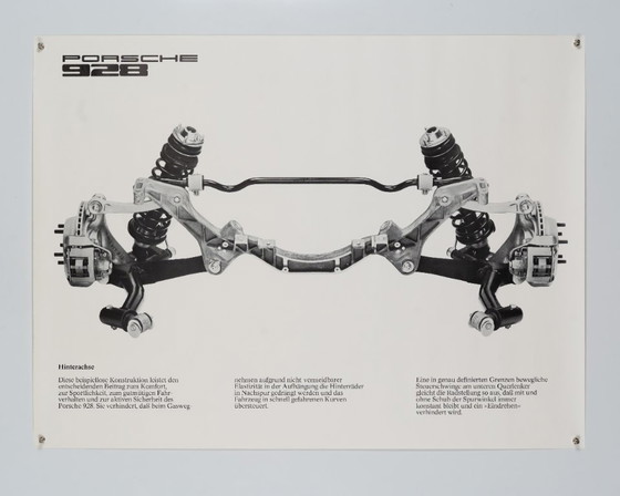 Porsche 928 Hinterachse – Originele vintage Porsche-poster uit de jaren 70 – Mid-Century Modern – 76x102 cm (photo 3 of 8)