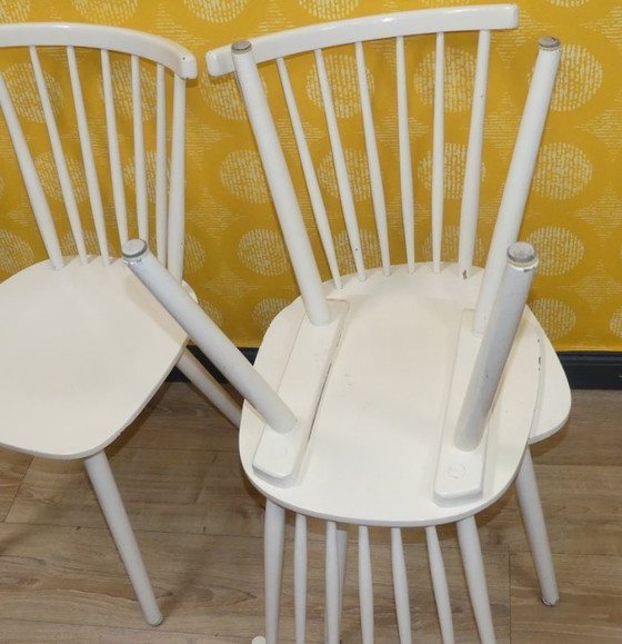 Image 1 of Set of 4 vintage chair classic kitchen chair rung chair kitchen wood white shabby chic retro wooden chair stable