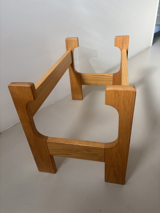 Image 1 of Otomana de madera de mediados de siglo, década de 1970.