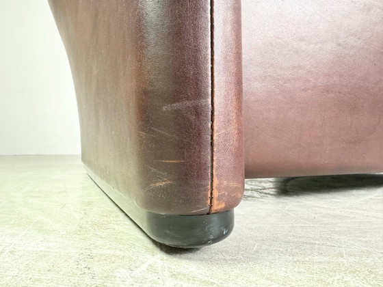 Image 1 of 2x Cassina Maralunga Sessel + Ottoman Vico Magistretti Leder braun