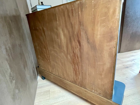 Image 1 of Mobile Art Déco con vetrina in vetro curvo – Restaurato, impiallacciatura in radica, illuminazione