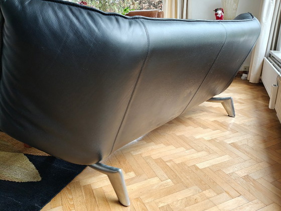 Image 1 of Sofá 3 plazas LEOLUX Tango, piel Senso negra, sin daños, sin arañazos, etc.