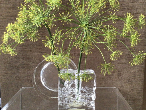 Ensemble de 2 vases vintage Solifleur en verre de cristal