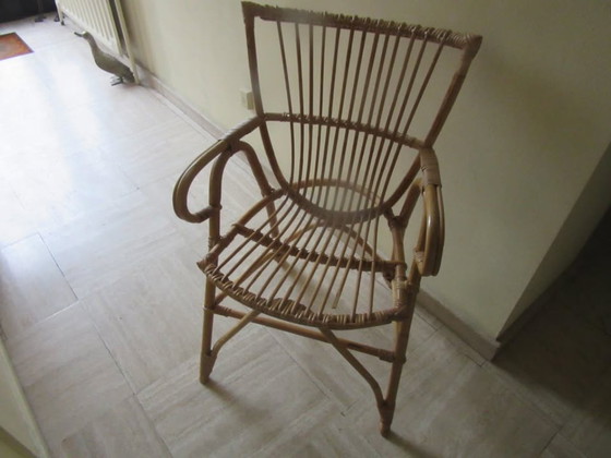 Image 1 of fauteuil moderne du milieu du siècle en rotin et bambou