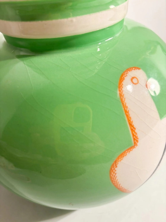 Vase sphérique en céramique verte Pucci Umbertide vintage des années 1940 avec bord évasé (photo 13 of 13)