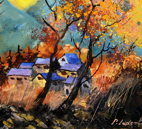 Dipinto paesaggistico, Olio su tela, Dipinti e disegni, Giallo, Figuratief (foto 4 di 5)