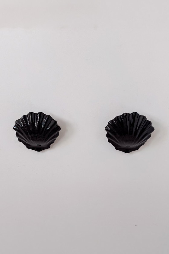 Paire D'applique Vintage En Porcelaine Noire, France 1970 – Appliques murales (photo 3 of 6)