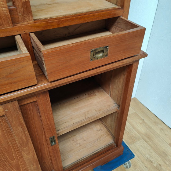 Image 1 of Vintage French country sideboard cabinet, wall cabinet kitchen cabinet Teakwood