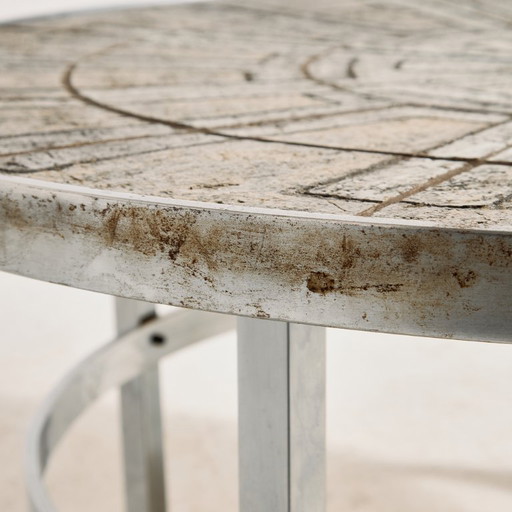 MK11840 Steel coffee table with stone top by Edel Hegedal for L. Hjorth