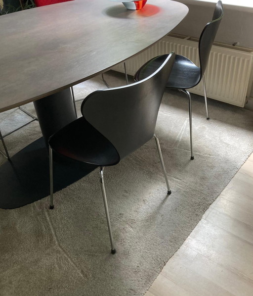 2x Originele Fritz Hansen Vlinderstoelen – eetkamerstoelen, Chrome, Wood