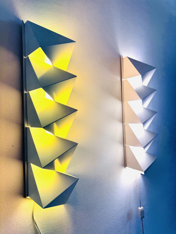 Image 1 of ZIG-ZAG GEOMETRIC WALL LAMPS BY DIJKSTRA LIGHTING, NETHERLANDS, 1960