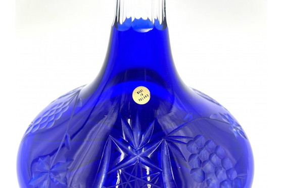 Image 1 of Caraffa di cristallo con bicchieri colorati, Polonia, anni '60