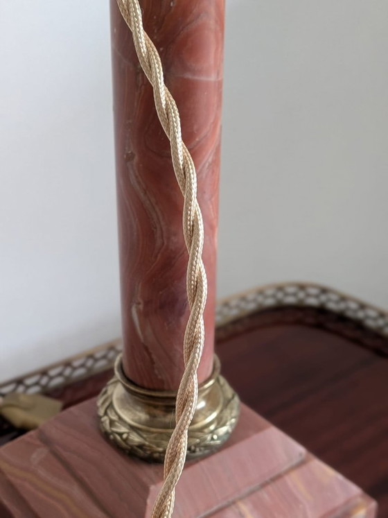 Elegant Neoclassical Column Lamp in Marble and Bronze, Table lamps, Stone, Gold (photo 7 of 13)