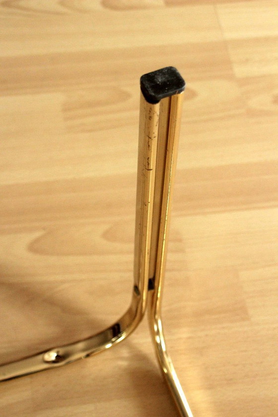 Image 1 of Small side table, brass/smoked glass top, Space Age