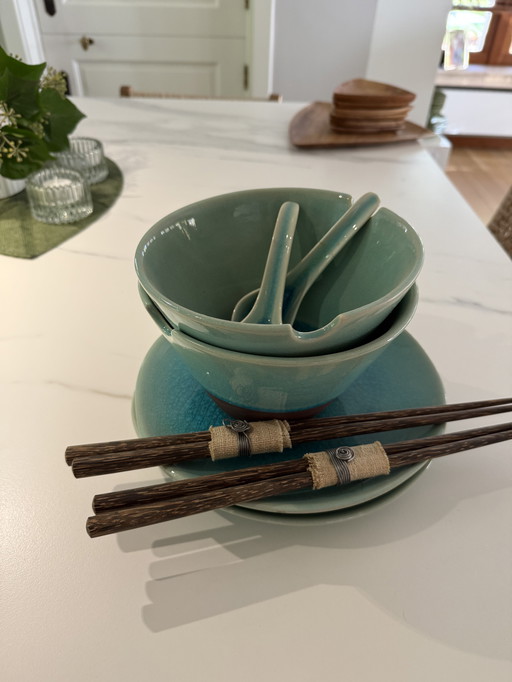 Turquoise serving set