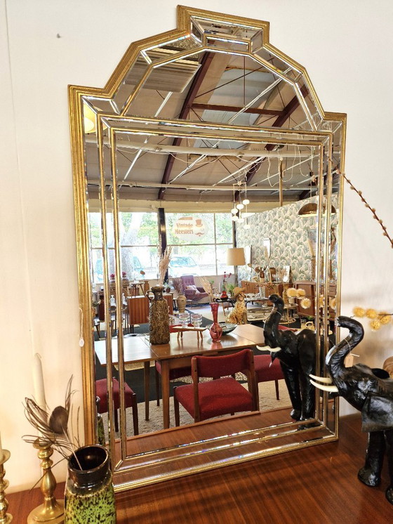 Image 1 of  Vintage Deknudt spiegel messing facet geslepen