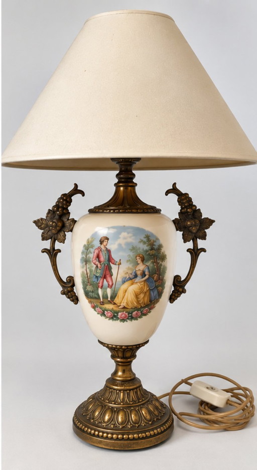Classic Table Lamp with Pastoral Scene