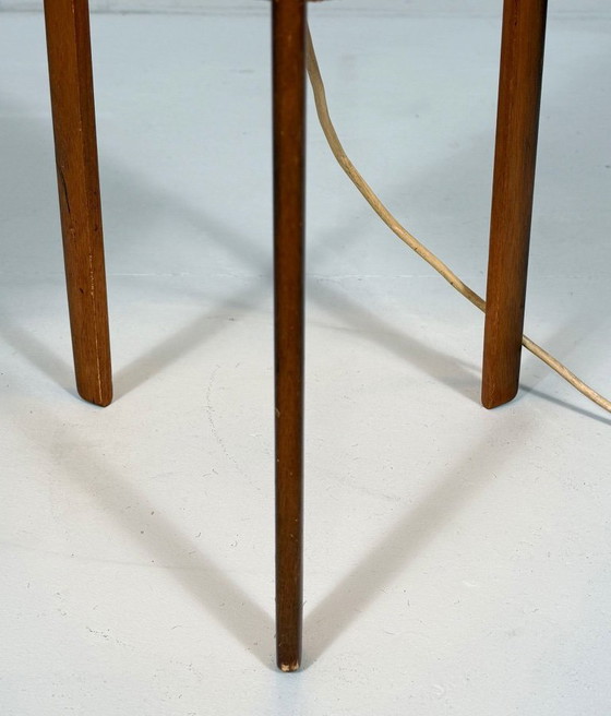 Image 1 of Lampada da terra di metà secolo, sisal/teak, Temde, Svizzera, anni '60