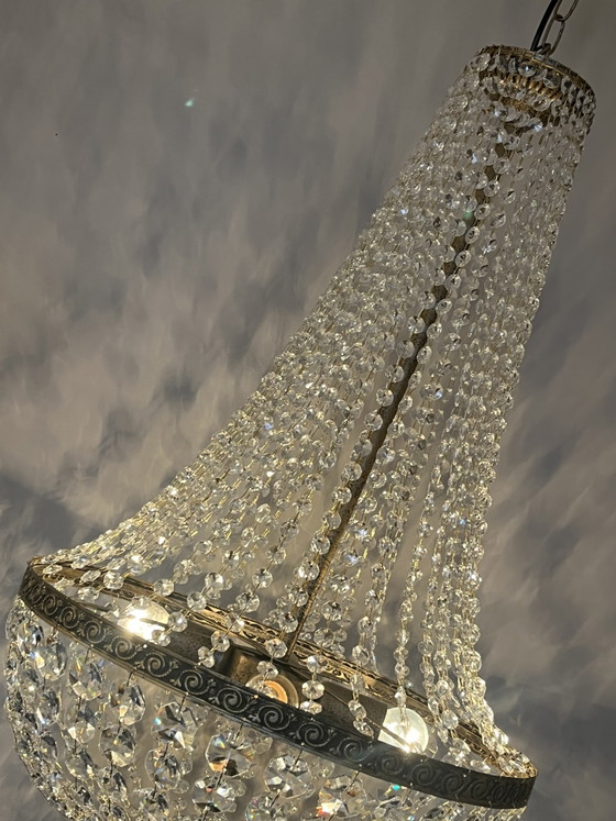 Lustre Sac XL Suspension Cristal Cadre Couleur Bronze – Crystal (photo 5 of 10)