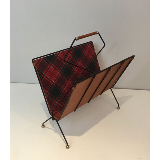 Image 1 of Vintage magazine rack in black lacquered metal, France 1950