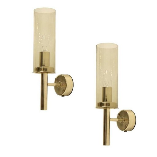 Lámparas de pared vintage de latón modelo V-169 de Hans Agne Jacobson para Hans-Agne Jakobsson AB, 1960
