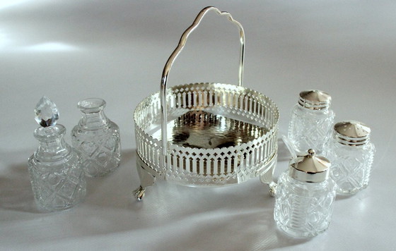 Image 1 of Mid Century charmante Menage Metall/Glas