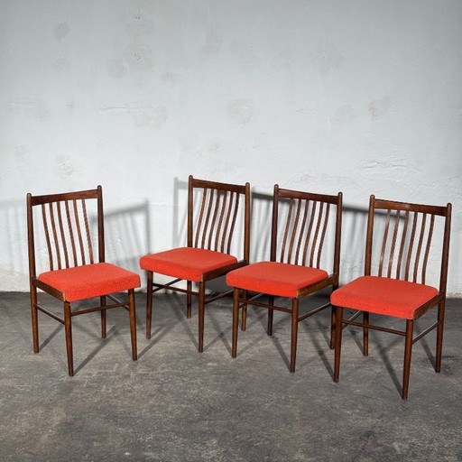 Set van 4 Tatra Nabytok eetkamerstoelen, jaren 60 – Textile