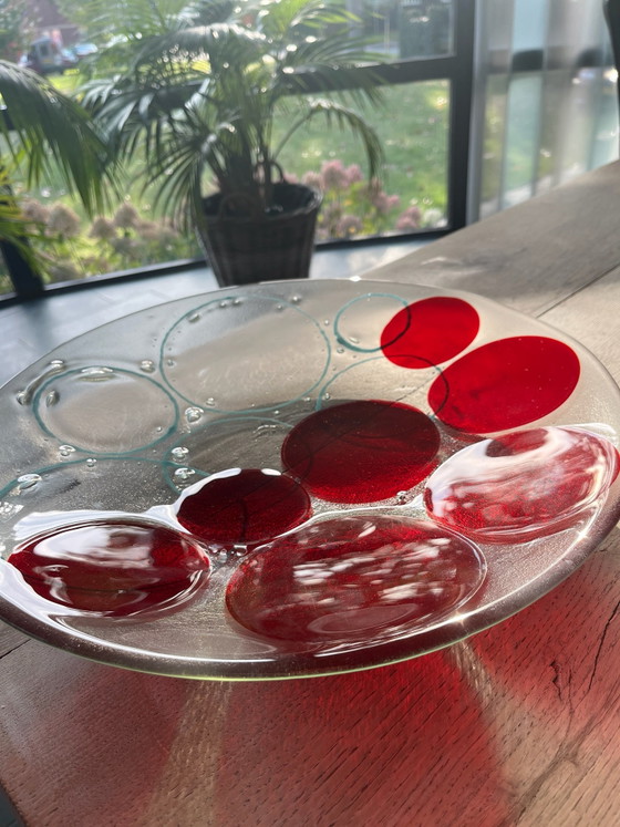 Large Round Glass Art Bowl, 40 cm Diameter (photo 4 of 5)