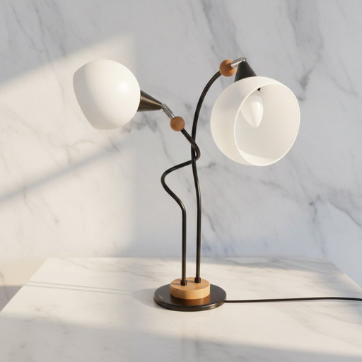 Mid-Century Modern “Bony Design” Desk Lamp with 2 Lights