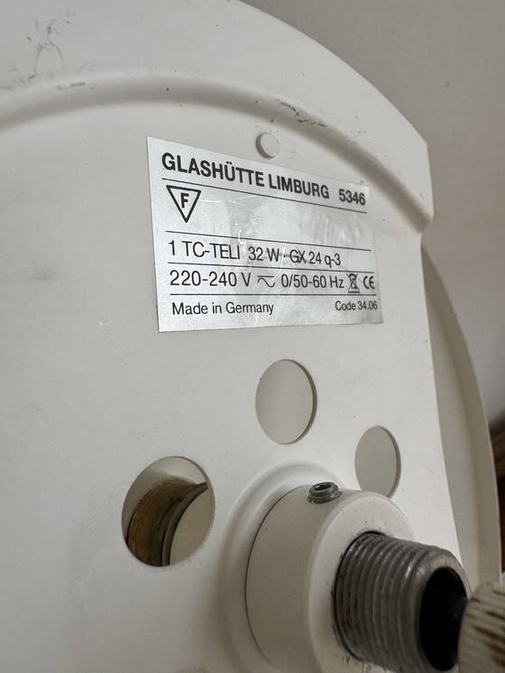 Image 1 of Vintage Limburg witte opaline eivormige kroonluchter