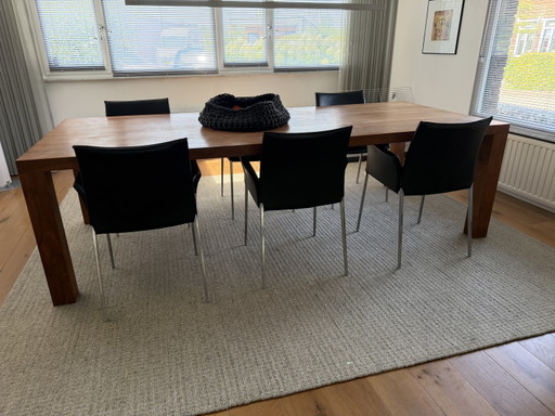 6x Zanotti Lia eetkamerstoelen met armleuning zwart – Zanotta, Leather, Metal