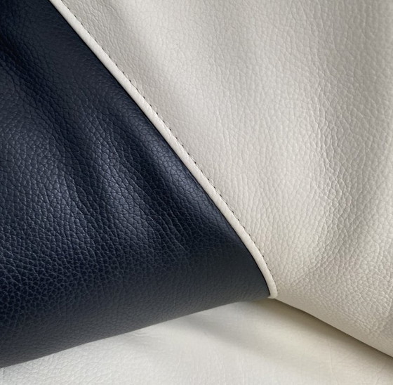 Image 1 of Sitzbank aus schwarzem und weißem Leder, Modell Solo 699, Design Stefan Heiliger, WK