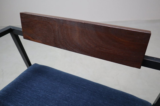 Image 1 of  Pair of Postmodern armchairs in steel and mahogany, 1970s