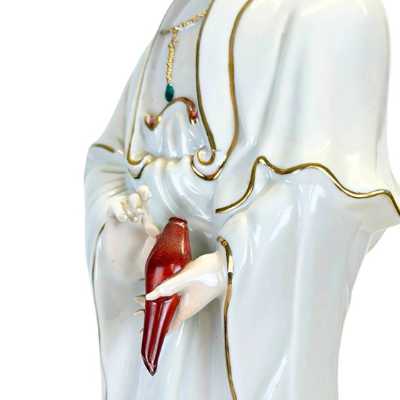 Grande statue de porcelaine Guan Yin style antique – 47 cm – Blanc et Or – Sculptures, Gold (photo 10 of 10)