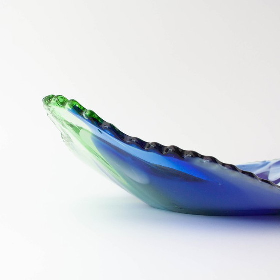 Vintage Leaf Design Glass Tray from Marinha Grande, 1960s, Bowls, Green (photo 12 of 12)