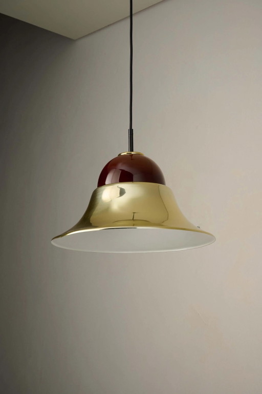 Brass and Amber Glass Model 7563 Pendant by Cosack