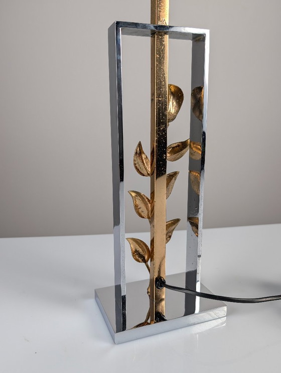 Maison Charles tafellamp in chroom en verguld brons met roosmotief, Frankrijk, jaren 70 – Tafellampen, Bronze (photo 5 of 13)