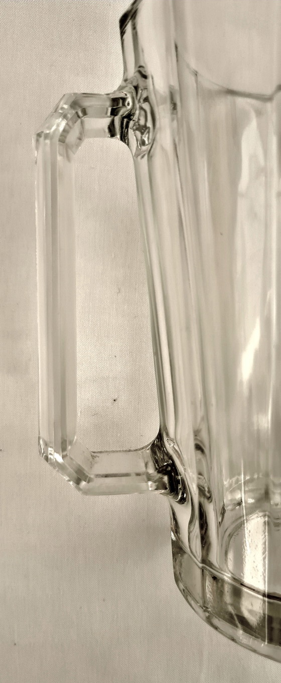 Jarra de cristal Bormioli Rocco - Italia - cristal prensado, corte biselado, forma Art Déco, mediados de (photo 4 of 8)
