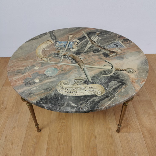 Vintage Hollywood Regency Salontafel, Koffietafel met Marmer Onyx Blad