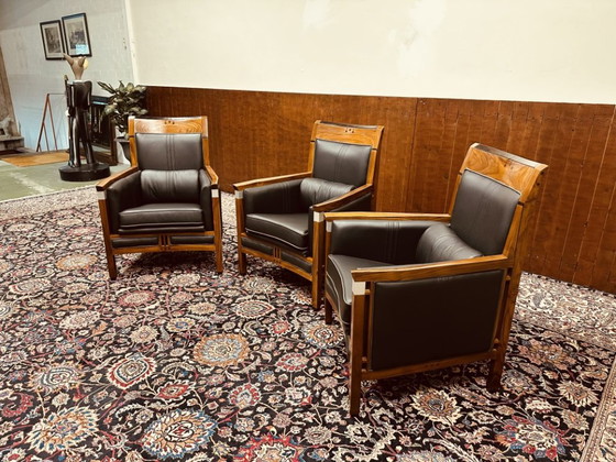 3x Schuitema Art Deco High Black Armchair – Leather, Metal (photo 3 of 18)
