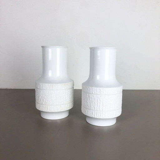 Lot de 2 vases Op Art en porcelaine de Richard Scharrer pour Thomas